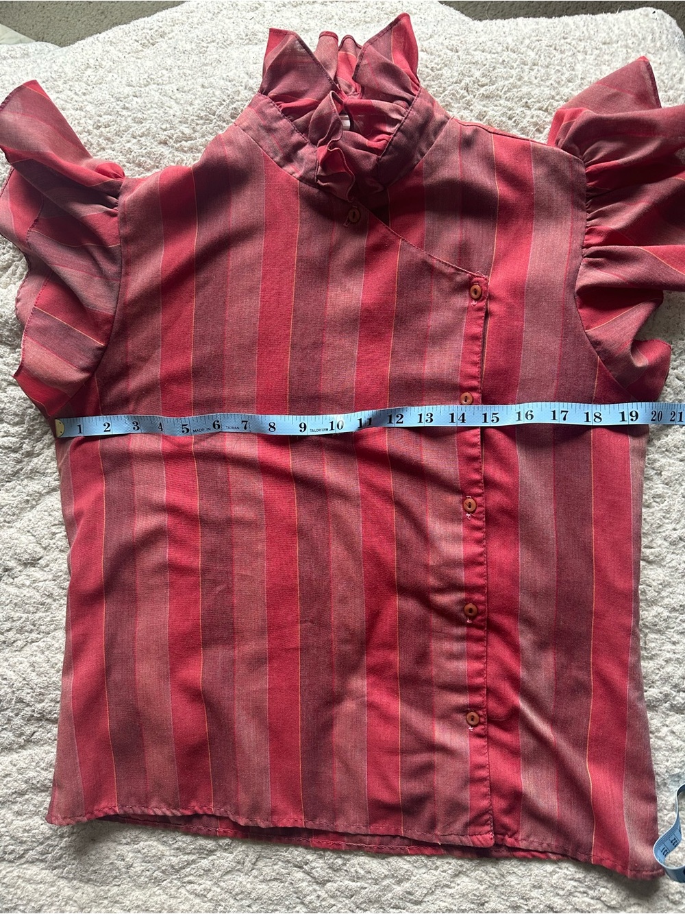 Vintage Red and Rust Striped Ruffle Blouse - Picture 13 of 13